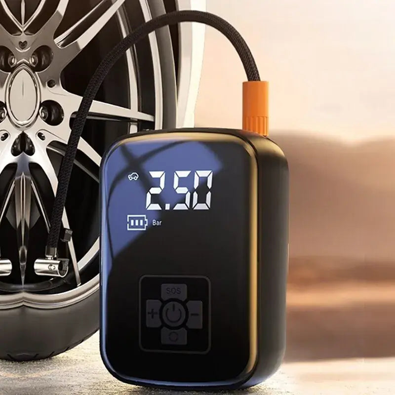 Wireless Portable Tire Inflator – 100W, 3600mAh, Pressure Gauge, LED & USB Charging