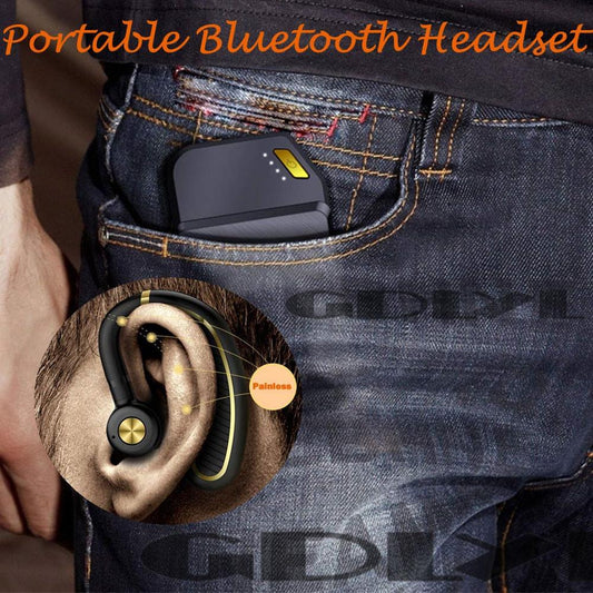 Bluetooth Hands-Free Earbud with Mic – CVC Noise Canceling, 180° Rotatable Hook