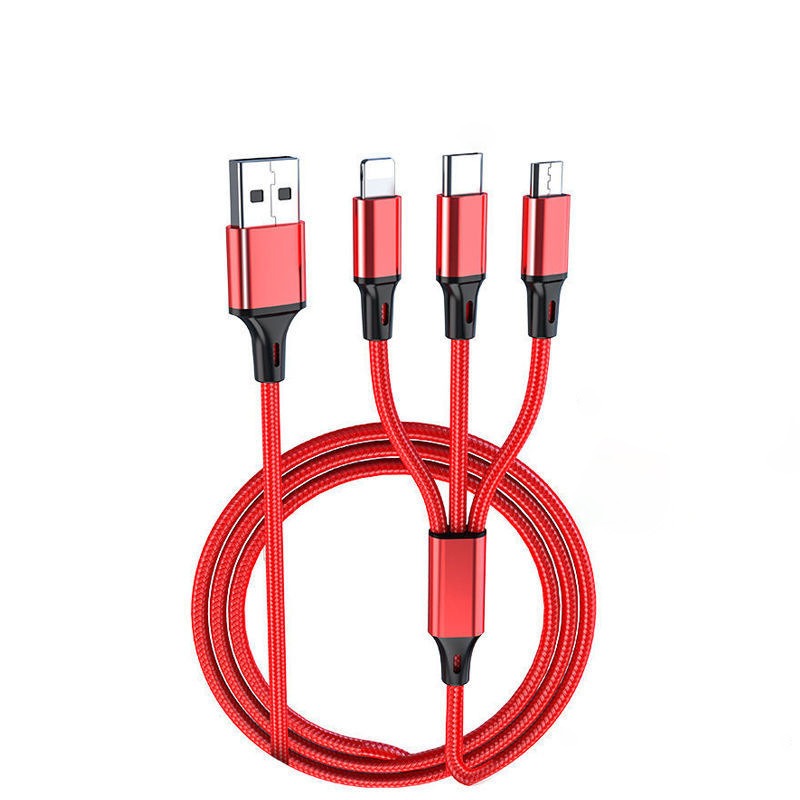3-in-1 Braided Fast Charging Cable – USB-C, Micro USB & Lightning (1.2m)