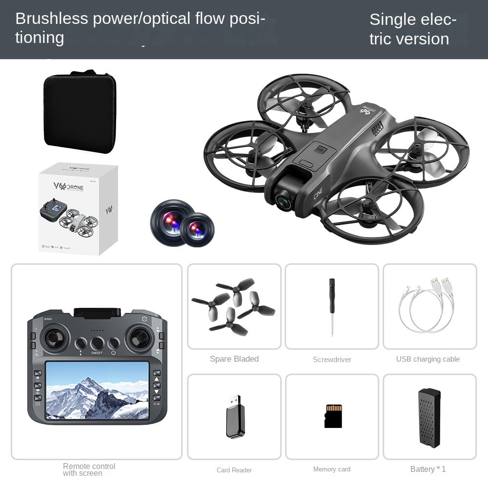 V666 Brushless RC Drone – HD Zoom Camera, Optical Flow Hover, Screen Remote, 15-Min Flight