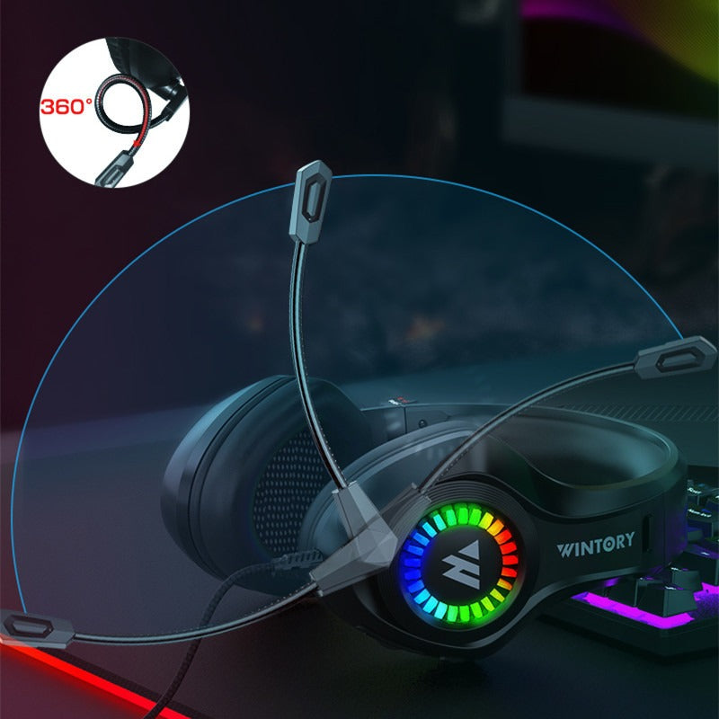 RGB Wired E-Sports Gaming Headset – Faux Leather Earcups, Braided Cable, PC & Mobile