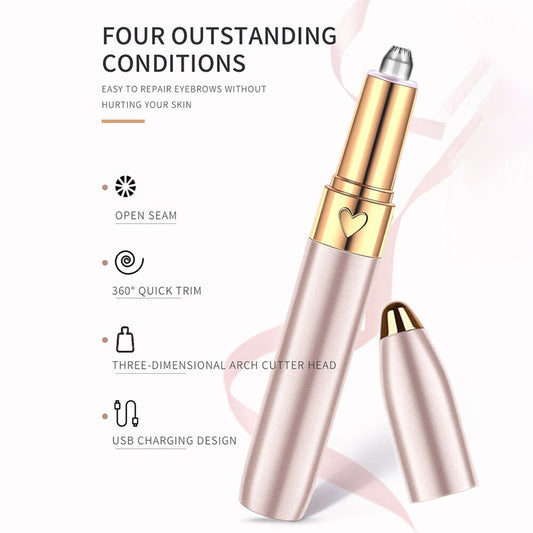 Lipstick-Style Electric Eyebrow & Facial Hair Trimmer – Painless, Portable