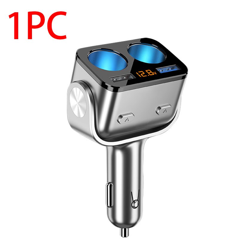 90W Car Cigarette Lighter Splitter – QC 3.0, Dual USB, Pass-Through Socket, 12–24V
