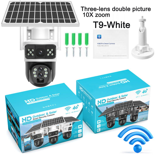 Solar WiFi PTZ Security Camera – Dual or Triple Lens, 10× Digital Zoom & IP66 Weatherproof