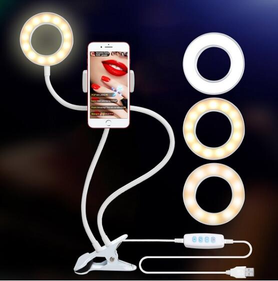 Selfie Ring Light with Flexible Gooseneck Arm & Phone Holder – 3 Colors, 10 Brightness Levels