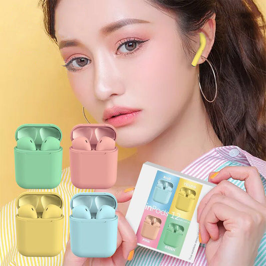 TWS Bluetooth Earbuds with Charging Case – Touch Control, Siri, 8 Colors