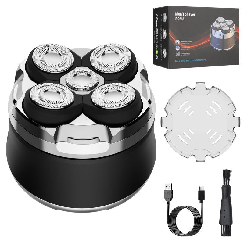 5-Blade Rechargeable Electric Shaver – IPX6 Waterproof, 8000 RPM, 120-Min Battery