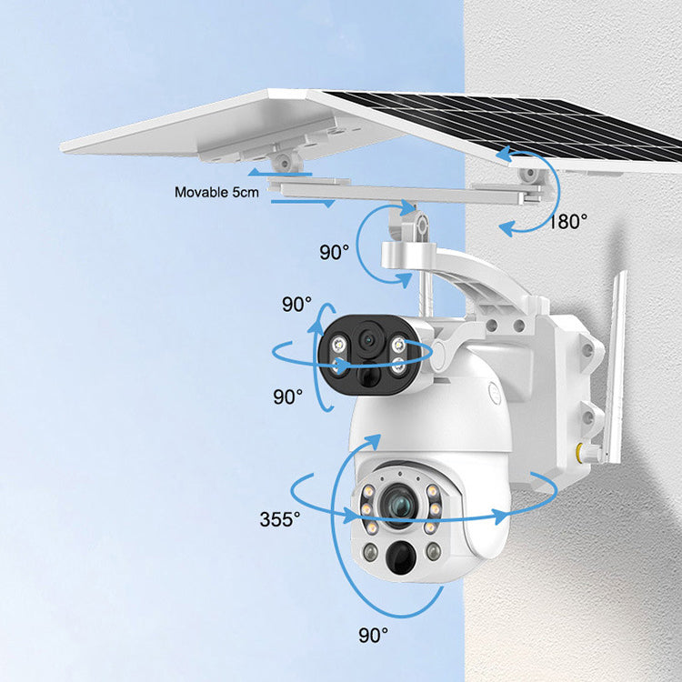 Dual-Lens Solar Outdoor Security Camera – WiFi or 4G SIM, IP65, Night Vision & Voice Intercom