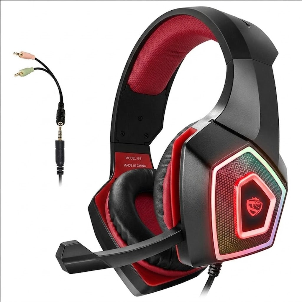 RGB Gaming Headset – Wired, Built-in Mic, USB + 3.5mm, PC & Console Compatible