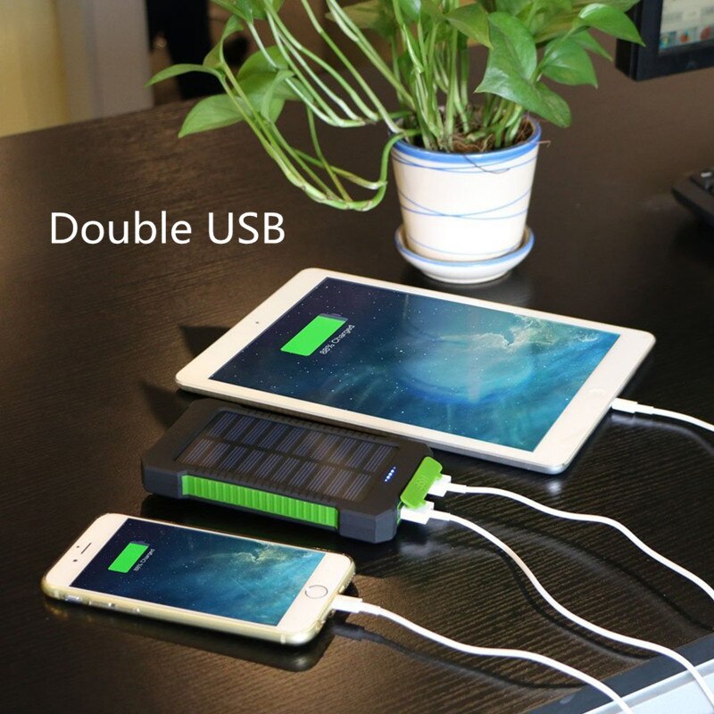 Solar Power Bank 20000mAh — Waterproof with LED Light