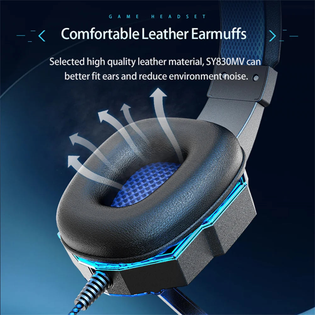 Wired Gaming Headset – LED Lighting, Built-in Mic, 3.5mm + USB, PC & Laptop, 3 Colors