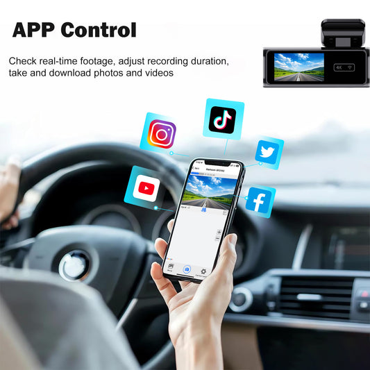 4K Dash Cam with Wi-Fi – H.265, 123° Wide Angle, Parking Mode, Optional Rear Camera