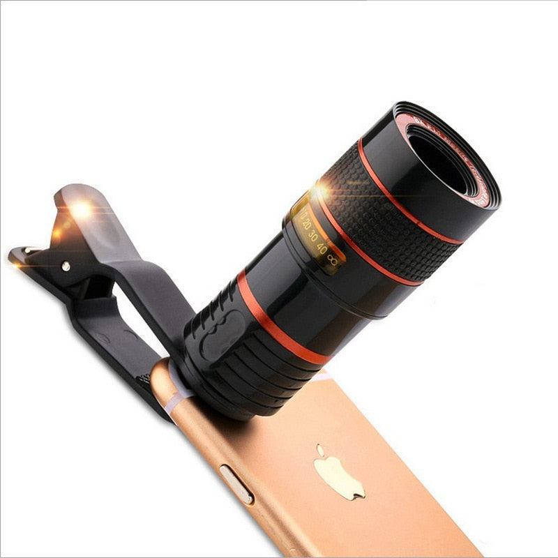 10-in-1 Phone Photography Kit – 12x Telephoto, Wide Angle, Fisheye & Macro Lenses + Selfie Stick