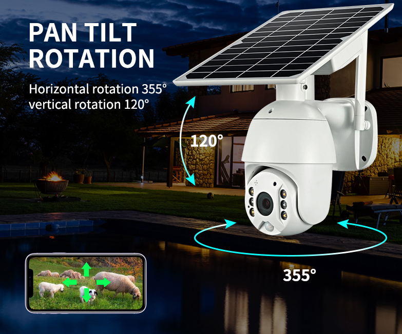 1080P Solar PTZ Security Camera – 355° Pan, WiFi or 4G SIM, Color Night Vision & IP66