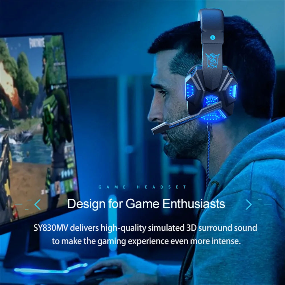 Wired Gaming Headset – LED Lighting, Built-in Mic, 3.5mm + USB, PC & Laptop, 3 Colors