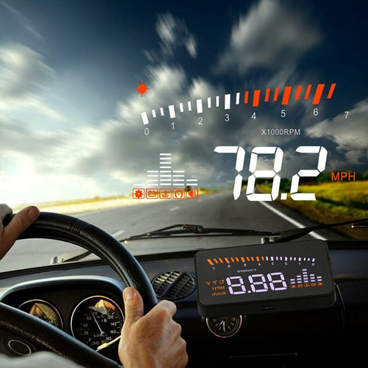 X5 OBD2 Car HUD Head-Up Display – 3" Windshield Projection, Speed, Voltage & Overspeed Alarm