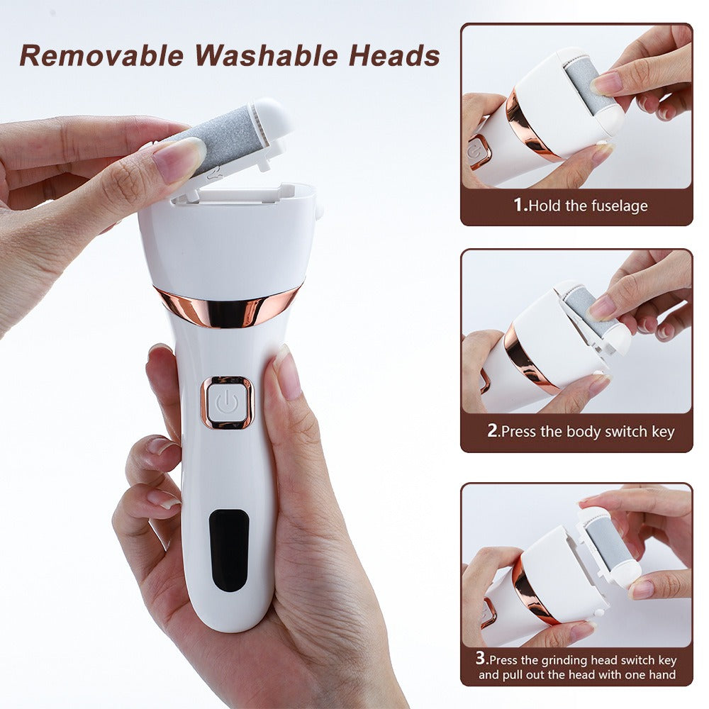 Electric Foot Grinder – IPX7 Waterproof, Digital Display, 3 Grinding Heads