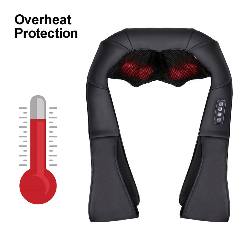 LUYAO Shiatsu Neck & Back Massager with Heat — Deep Kneading Relief for Shoulders & Body