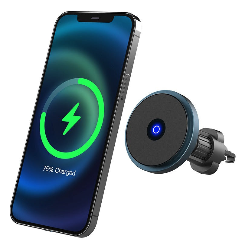 15W Magnetic Wireless Car Charger – Qi, iPhone Compatible, Aluminum Alloy, 3 Colors