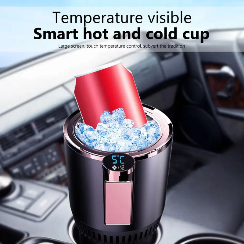 2-in-1 Car Heating & Cooling Cup Holder – 12V, Digital Temp Display, Baby Bottle Warmer