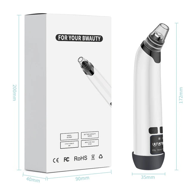 Blackhead Remover Vacuum with Hot Compress – 3-Level Suction, 4 Heads, USB Rechargeable