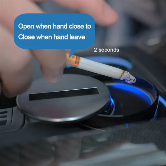 Smart Infrared Auto-Open Ashtray – LED Light, Car & Desktop, Aluminum Alloy