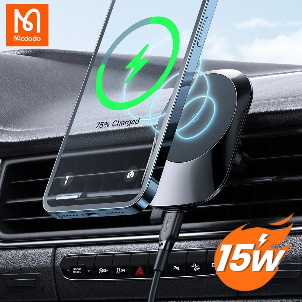 MCDODO 15W Magnetic Wireless Charger Stand – Qi, USB-C, iPhone & Qi Devices