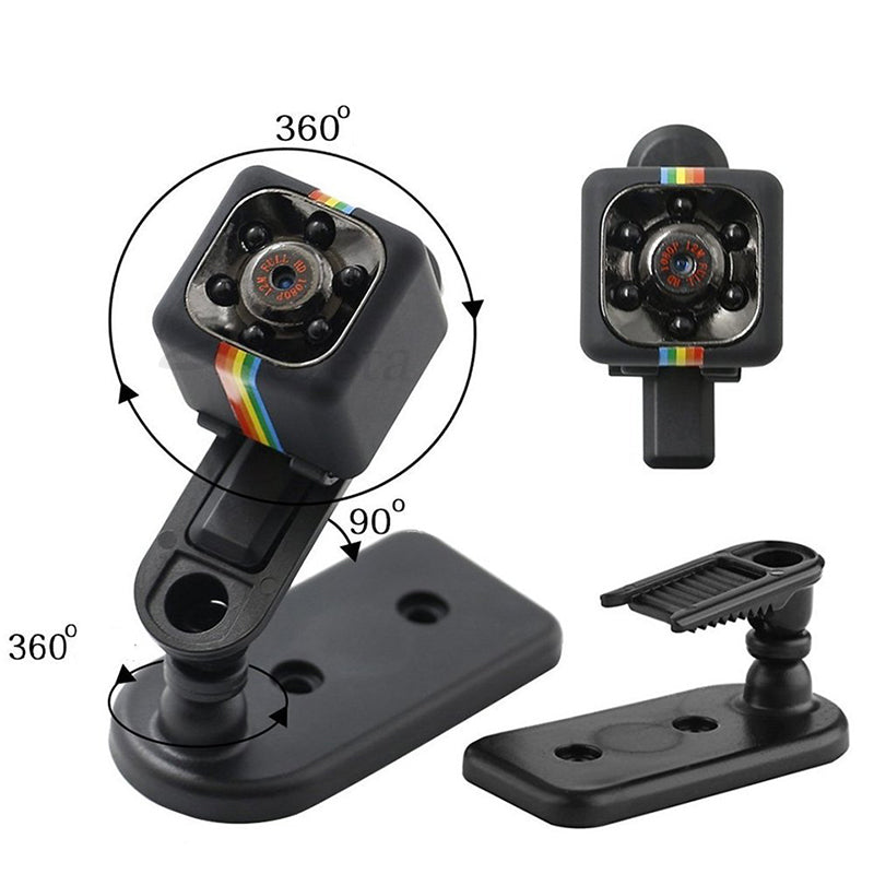 SQ11 1080P Mini Camera – 140° Wide Angle, IR Night Vision & 360° Adjustable Bracket