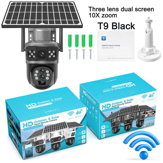 Solar WiFi PTZ Security Camera – Dual or Triple Lens, 10× Digital Zoom & IP66 Weatherproof