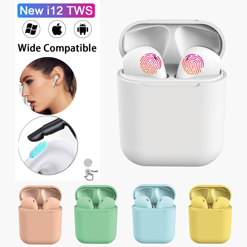 TWS Bluetooth Earbuds with Charging Case – Touch Control, Siri, 8 Colors