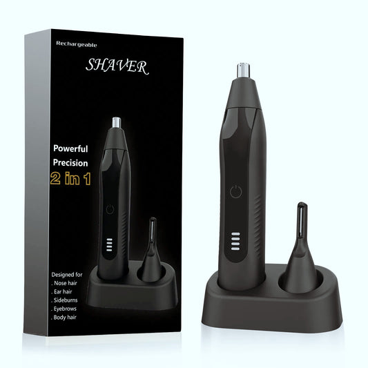 2-in-1 Electric Nose Hair & Eyebrow Trimmer – Rechargeable, Washable