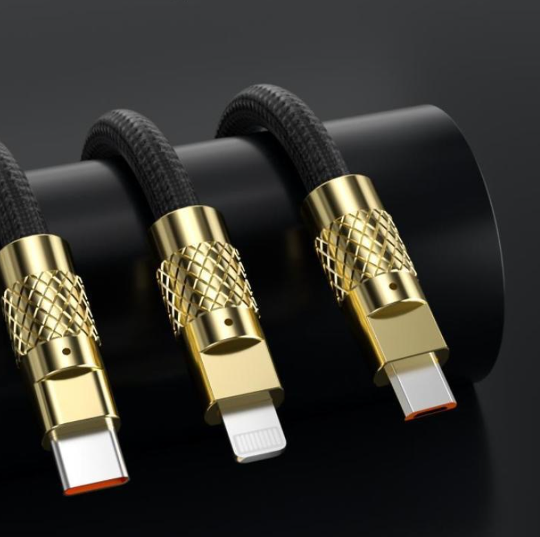 120W 3-in-1 Fast Charging Cable – USB-C, Lightning & Micro USB, Woven, 1.2m