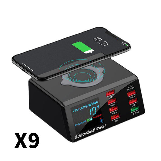 100W Multi-Port Desktop Charging Station – QC3.0, PD, USB & 10W Wireless Charging Stand