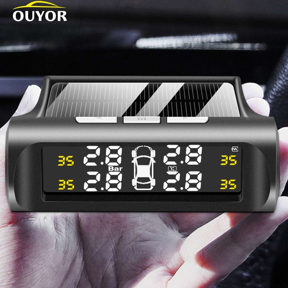 Solar TPMS Tire Pressure Monitoring System – LCD Display, Wireless External Sensors