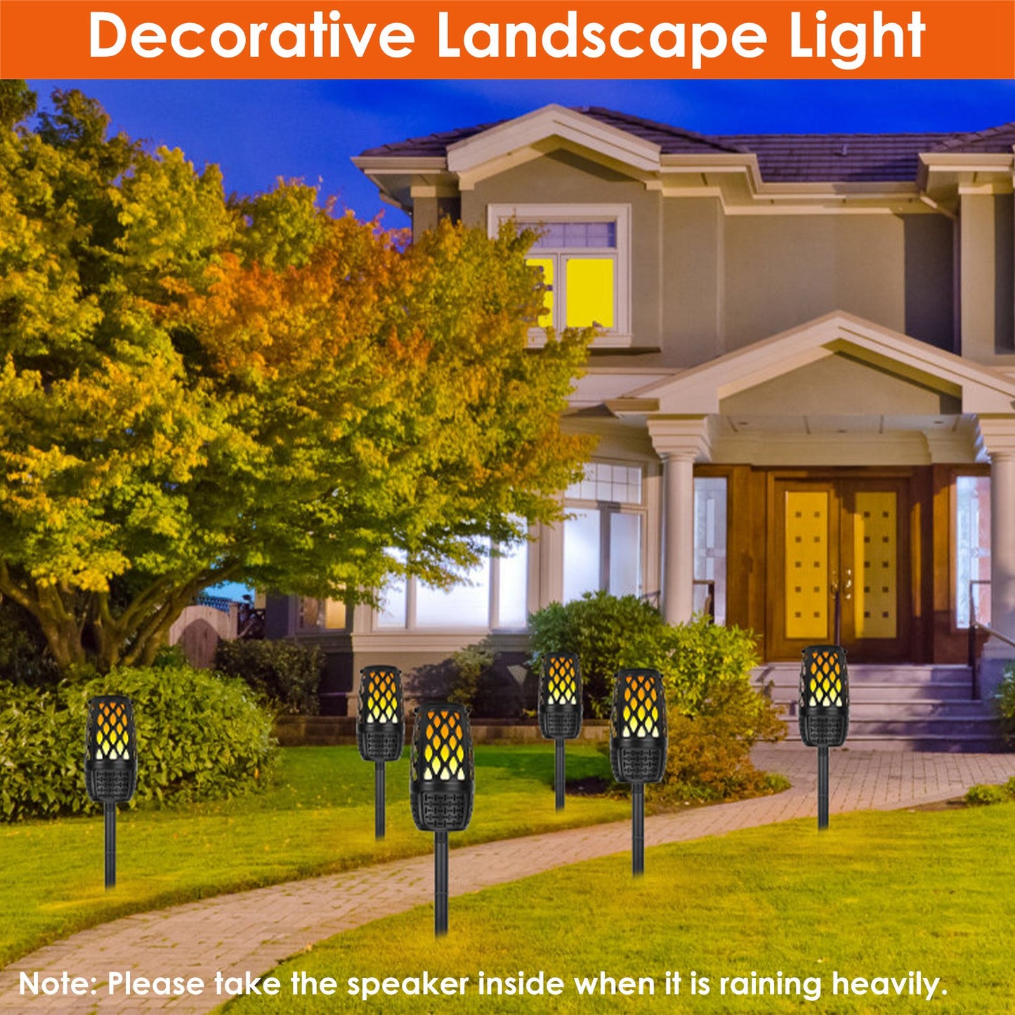 Outdoor Flame LED Speaker – 10W, IPX5 Waterproof, Bluetooth 5.3, 4-in-1 Mount Options