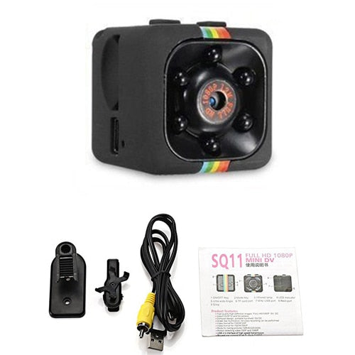 SQ11 1080P Mini Camera – 140° Wide Angle, IR Night Vision & 360° Adjustable Bracket