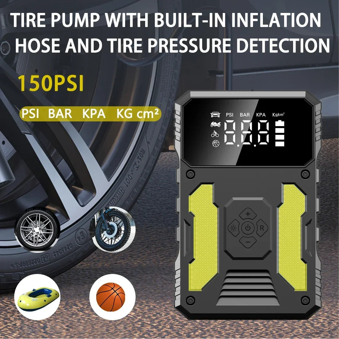 Car Jump Starter with Air Compressor – Up to 3000A, 150 PSI, Power Bank & SOS Light