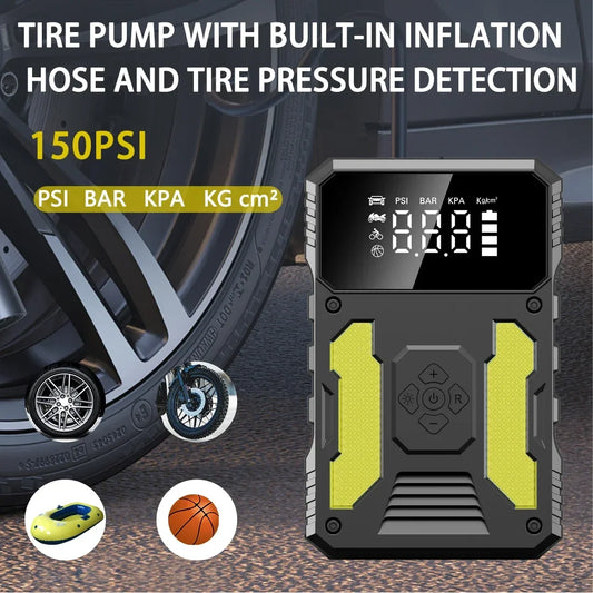 Car Jump Starter with Air Compressor – Up to 3000A, 150 PSI, Power Bank & SOS Light