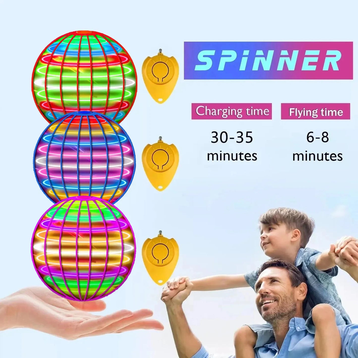 LED Flying Spinner Boomerang Ball – Hover, Tricks & Auto-Return, Indoor/Outdoor Toy