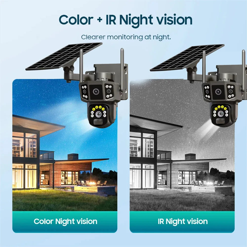 6MP Solar WiFi PTZ Security Camera – Full-Color Night Vision, 30m Range, IP66 & Voice Intercom