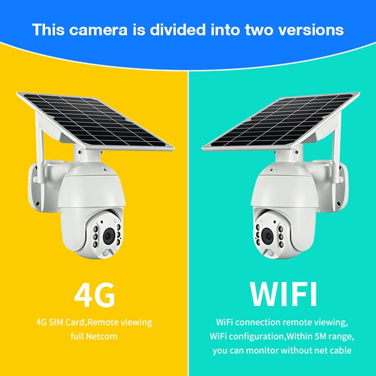1080P Solar PTZ Security Camera – 355° Pan, WiFi or 4G SIM, Color Night Vision & IP66
