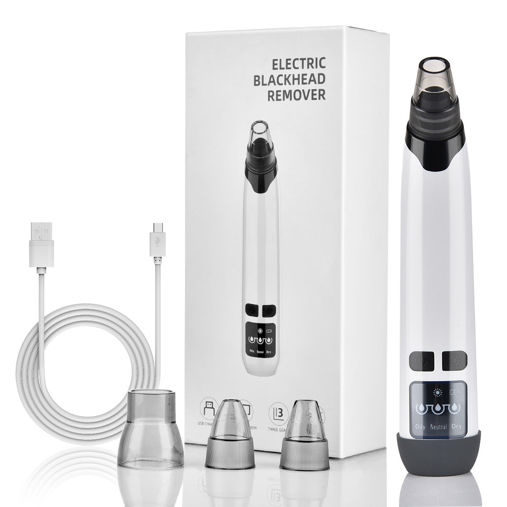 Blackhead Remover Vacuum with Hot Compress – 3-Level Suction, 4 Heads, USB Rechargeable