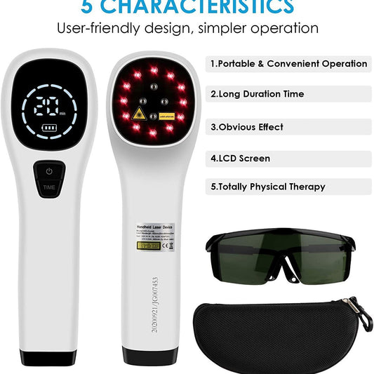 Red Light & Infrared Therapy Device – 808nm + 650nm Laser Pain Relief Massager