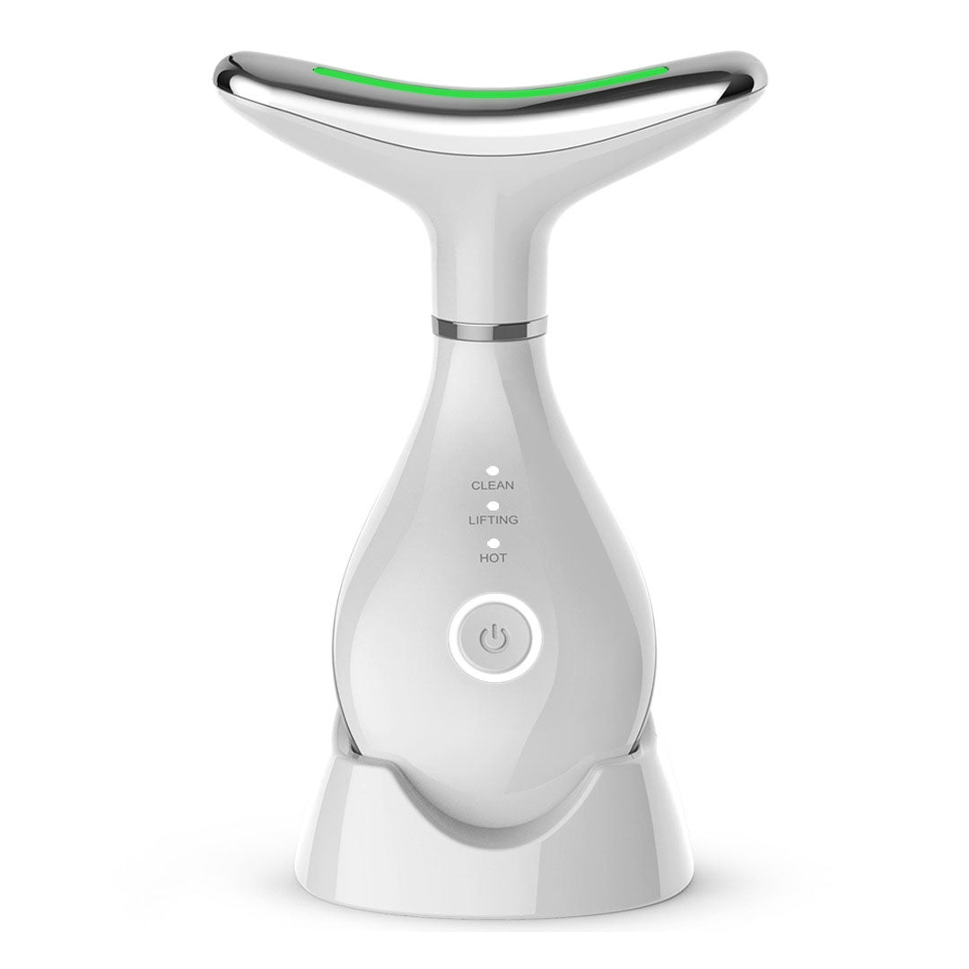 EMS Neck & Face Lifting Device – 3-Color LED Photon Skin Tightening Massager