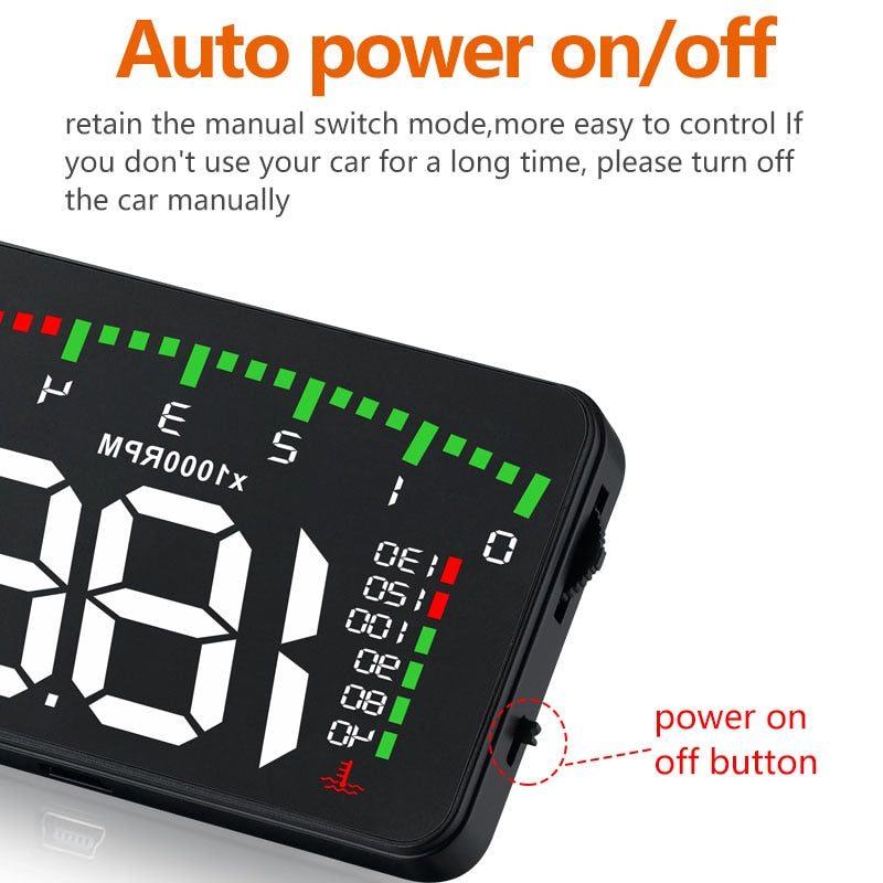 A900 OBD2 Car HUD Head-Up Display – 3.5", Speed, RPM, Water Temp & Voltage