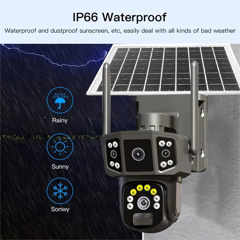 6MP Solar WiFi PTZ Security Camera – Full-Color Night Vision, 30m Range, IP66 & Voice Intercom