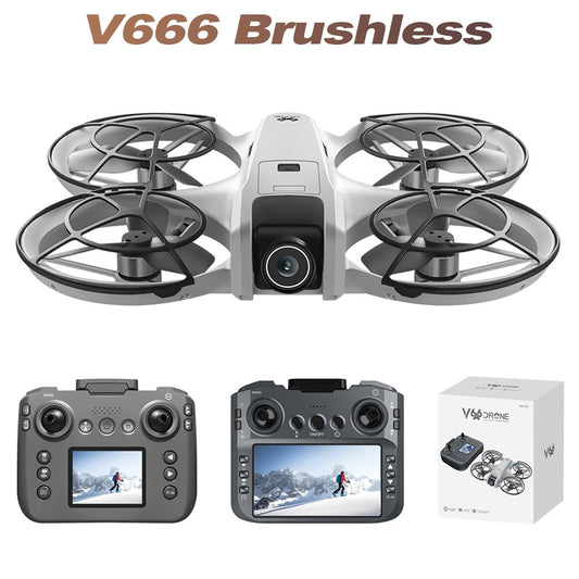 V666 Brushless RC Drone – HD Zoom Camera, Optical Flow Hover, Screen Remote, 15-Min Flight