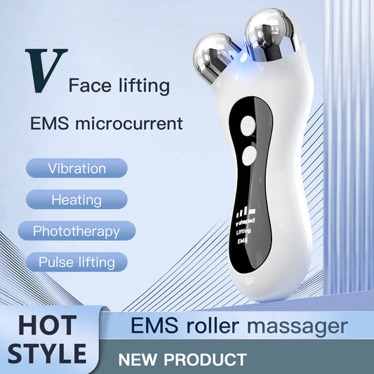 EMS Roller Face Massager – 3-Mode Light Therapy Lifting & Firming Beauty Device