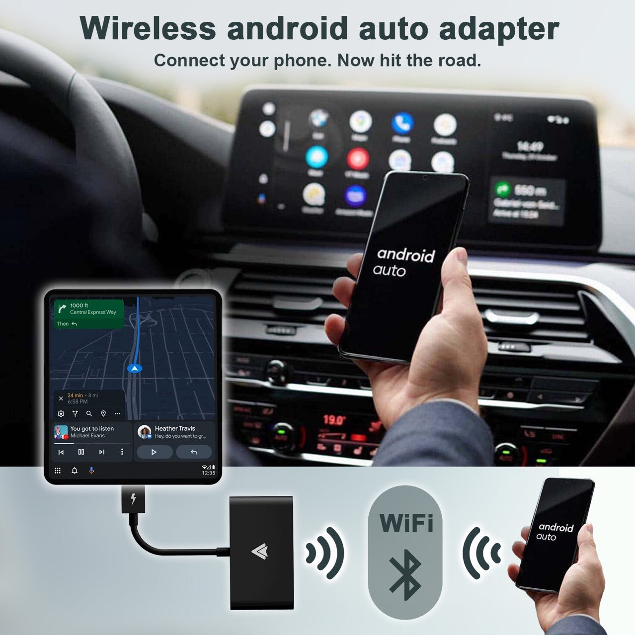Wireless CarPlay & Android Auto Adapter – Convert Wired to Wireless, Universal Box
