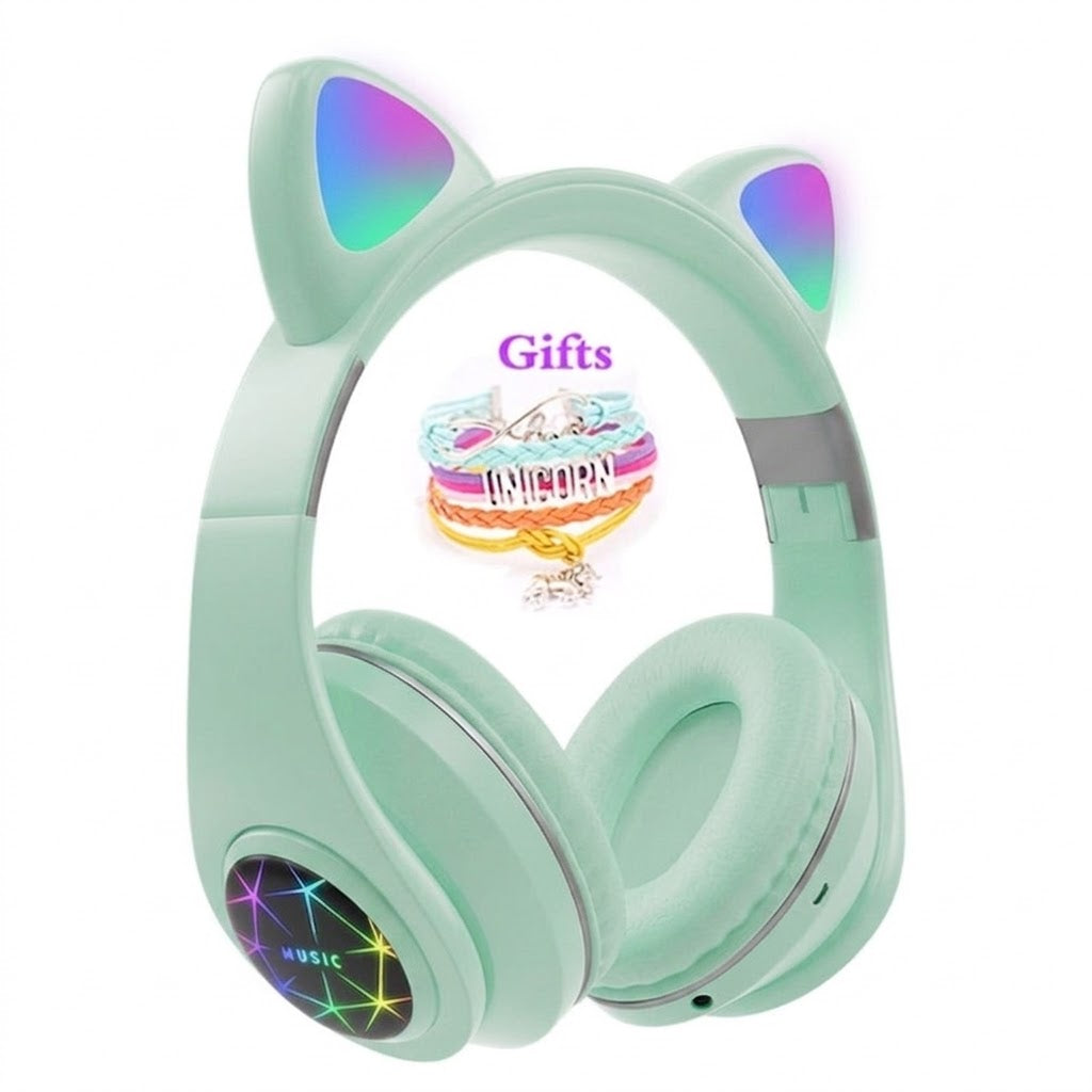 RGB Cat Ear Bluetooth Headphones – ANC, FM Radio, TF Card, Gift Bracelet Included